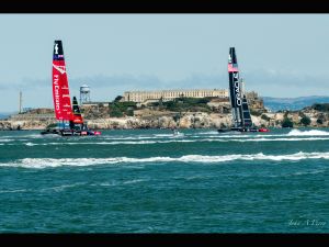 America's Cup Passing in Front of Alcatraz